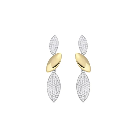 Pendientes Luxenter Shaimil Plata Baño Bicolor y Circonitas Blancas EK322M0000