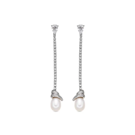 Pendientes Luxenter Darze Plata Baño Rodio, Circonitas Blancas y Perla ET54911400