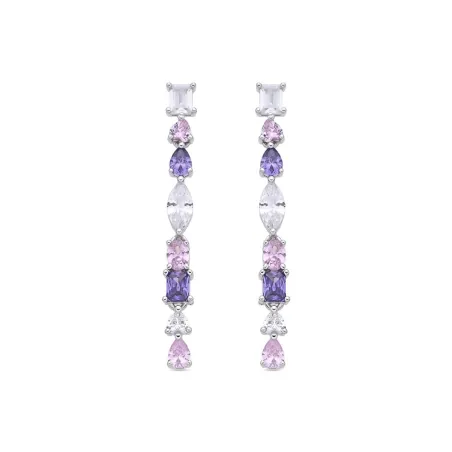 Pendientes Luxenter Yrma Plata Baño Rodio y Circonitas Multicolor ET6142000