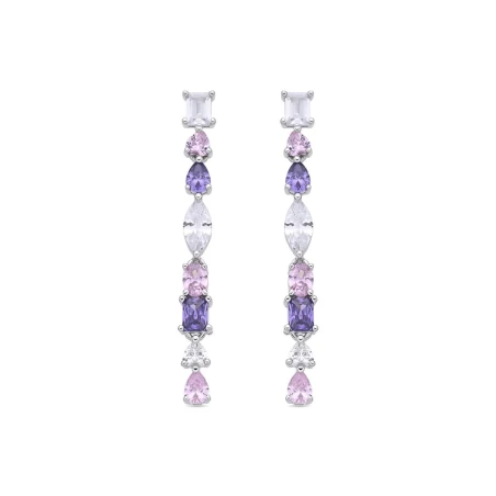 Pendientes Luxenter Yrma Plata Baño Rodio y Circonitas Multicolor ET6142000