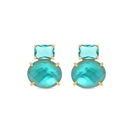 Pendientes Luxenter Aimne Plata Baño Oro y Piedras Turquesa EXA134Y96500