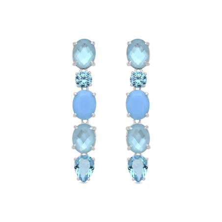 Pendientes Luxenter Krofa Plata Baño Rodio y Piedras Azules Colgantes EXA14592000