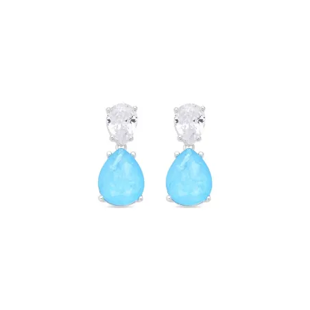 Pendientes Luxenter Zasah Plata Baño Rodio y Circonitas Blanca y Azul EXA15790600