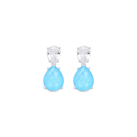 Pendientes Luxenter Zasah Plata Baño Rodio y Circonitas Blanca y Azul EXA15790600