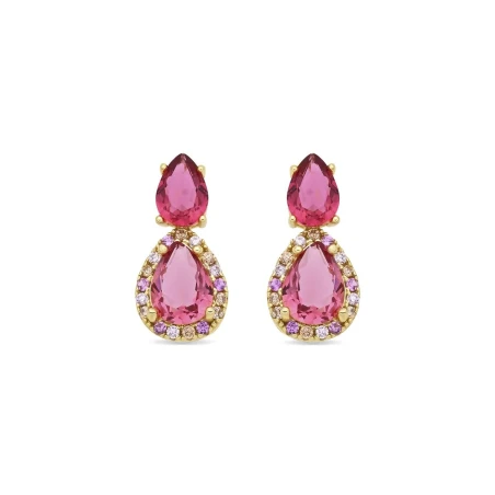 Pendientes Luxenter Simder Plata Baño Oro y Circonitas Fucsia EXA223Y75700