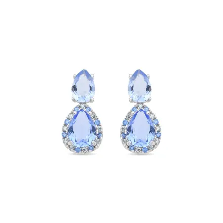 Pendientes Luxenter Simder Plata Baño Rodio y Circonitas Azules EXA223Y94300