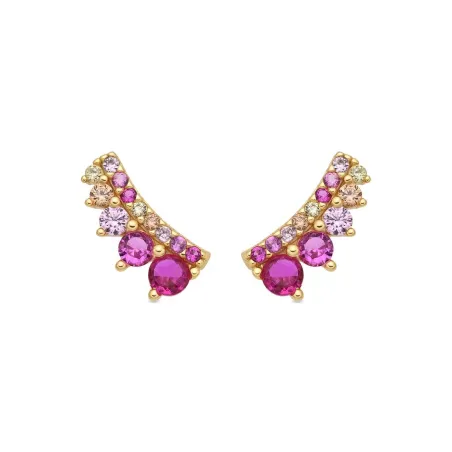 Pendientes Luxenter Noykel Plata Baño Oro y Circonitas Fucsia EXA391Y2000