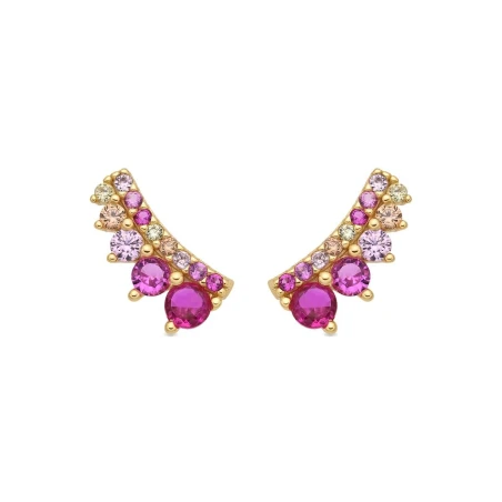 Pendientes Luxenter Noykel Plata Baño Oro y Circonitas Fucsia EXA391Y2000