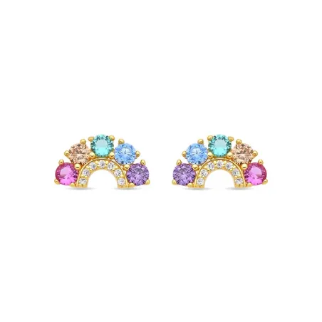 Pendientes Luxenter Surdia Arco Plata Baño Oro y Circonitas Multicolor EXA397Y2000