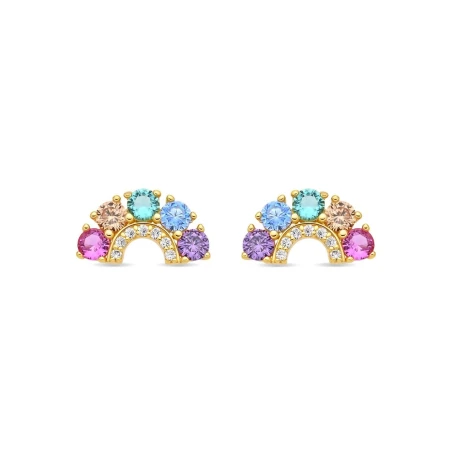Pendientes Luxenter Surdia Arco Plata Baño Oro y Circonitas Multicolor EXA397Y2000