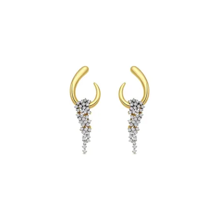 Pendientes Luxenter Baksu Plata Baño Oro Amarillo y Cristales Blancos EJ110Y0000