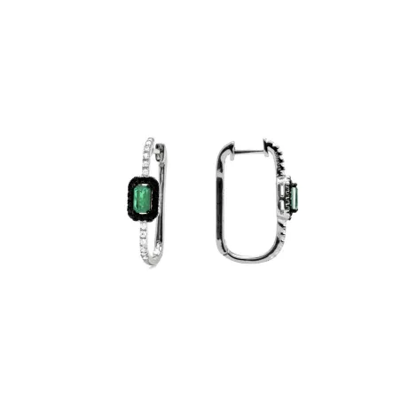 Pendientes Luxenter Hoses Óvalo Plata Baño Rodio y Circonitas Blancas y Verde EK30890700
