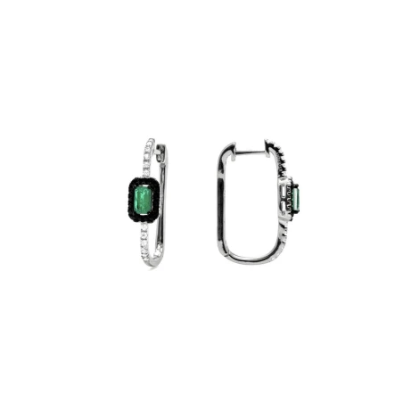 Pendientes Luxenter Hoses Óvalo Plata Baño Rodio y Circonitas Blancas y Verde EK30890700