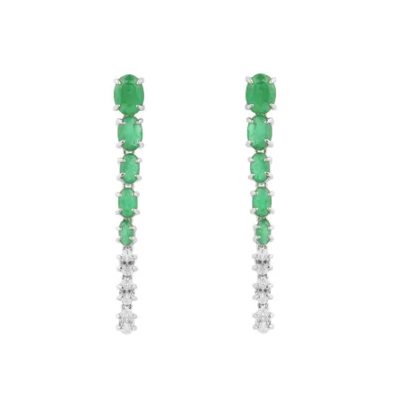 Pendientes Luxenter Diyer Plata Baño Rodio, Circonitas Verdes y Blancas ET57590700