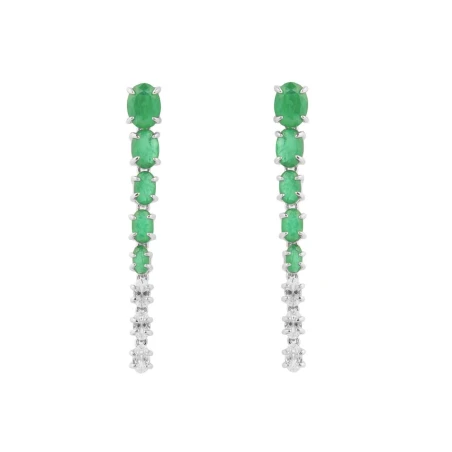 Pendientes Luxenter Diyer Plata Baño Rodio, Circonitas Verdes y Blancas ET57590700
