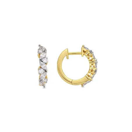 Pendientes Luxenter Xode Aro Plata Baño Oro y Circonitas Blancas ET642Y0000