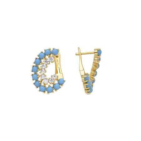 Pendientes Luxenter Sanfor Plata Baño Oro y Piedras Blancas y Azules ET658Y9700