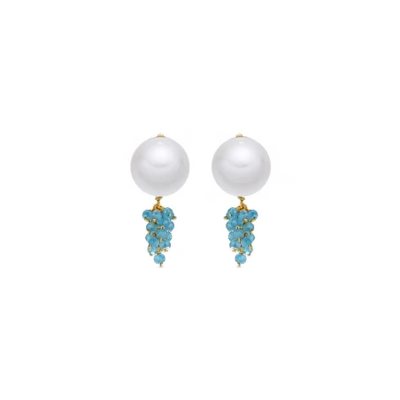 Pendientes Luxenter Druna Plata Baño Oro, Perla y Piedras Azules EXA158Y99500