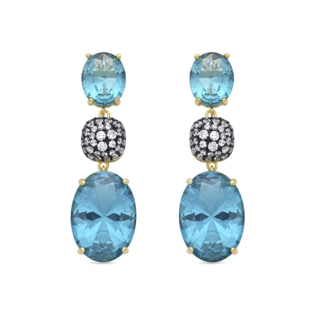 Pendientes Luxenter Filia Plata Baño Oro y Piedras Azules EXA609Y90700