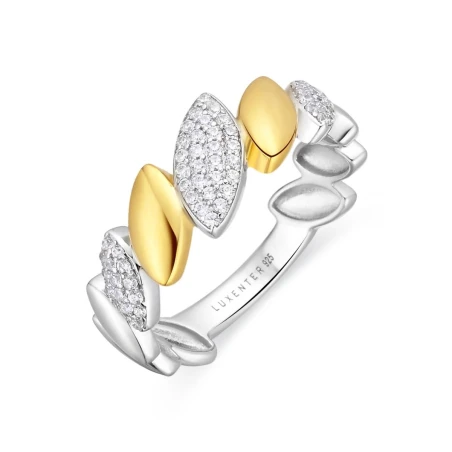 Anillo Luxenter Shaimil Plata Baño Bicolor y Circonitas Blancas K2185M00