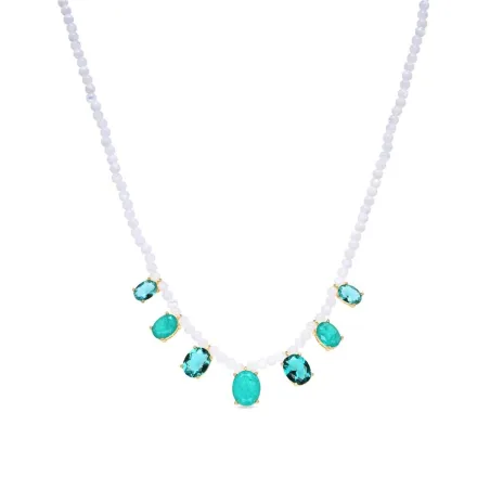 Collar Luxenter Dera Plata Baño Oro y Piedras Blancas y Turquesa NXA678Y90700