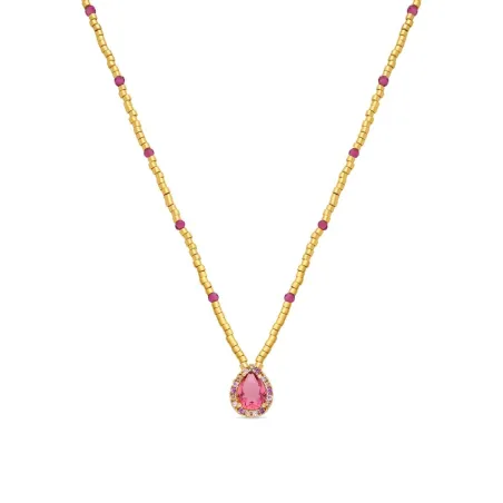Collar Luxenter Simder Plata Baño Oro y Circonitas Fucsia NXA699Y75700