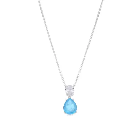 Collar Luxenter Zasah Plata Baño Rodio y Circonitas Blanca y Azul NXA74790600