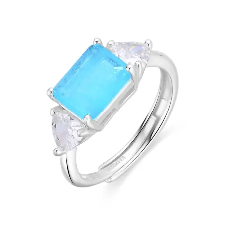 Anillo Luxenter Housa Plata Baño Rodio y Circonitas blancas y Azul XA218990600