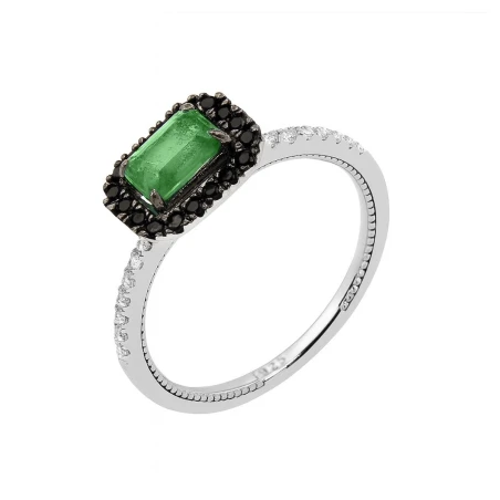 Anillo Luxenter Hoses Plata Baño Rodio, Circonitas Blancas, Negras y Verde K2177907