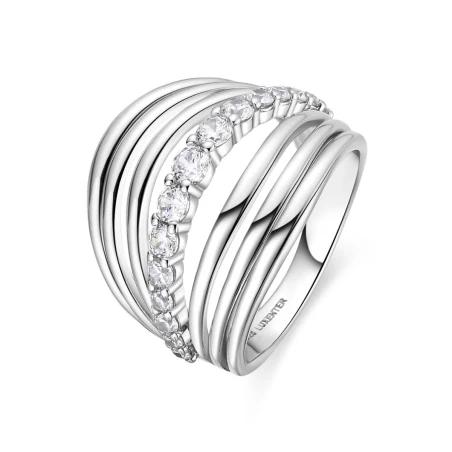 Anillo Luxenter Curak Plata Baño Rodio y Circonitas Blancas T237900