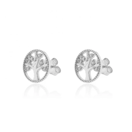 Pendientes Plata Rodio Árbol de la Vida PPR-E181BB