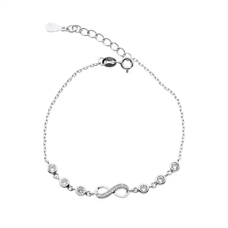 Pulsera Infinito Plata Baño Rodio y Circonitas PR-2026