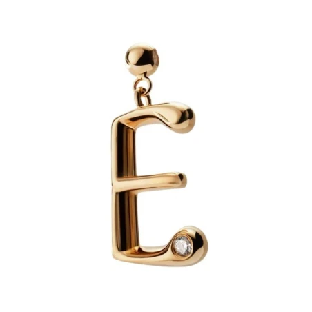 Charm Colgante PdPaola Inicial Letra E Plata Baño Oro y Circonita CH01-333-U