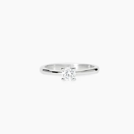 Anillo Solitario Mabina Plata Baño Rodio y Diamante Creado en Laboratorio 523504