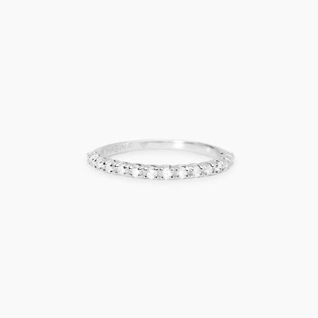 Anillo Mabina Plata Baño Rodio y Diamantes Creados en Laboratorio 523521