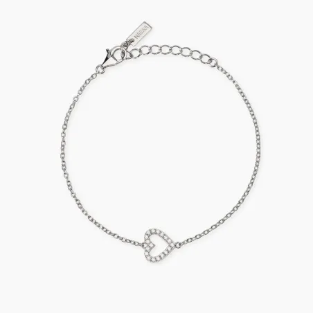 Pulsera Mabina Corazón Plata Baño Rodio y Diamantes 534071