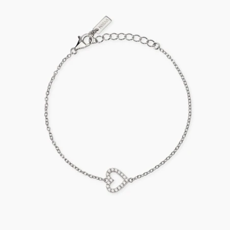 Pulsera Mabina Corazón Plata Baño Rodio y Diamantes 534071