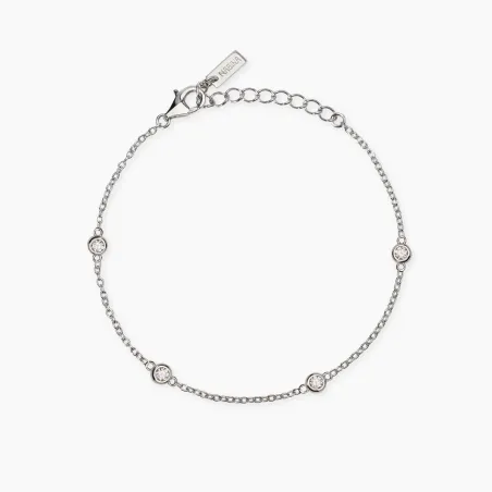 Pulsera Mabina Plata Baño Rodio y Chatones con Diamantes Creados en Laboratorio 534076
