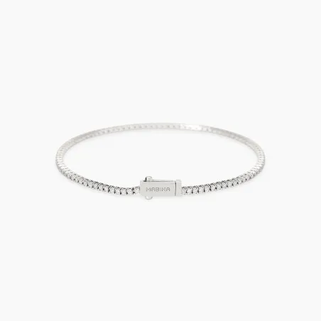 Pulsera Tenis Mabina Plata Baño Rodio y Diamantes Creados en Laboratorio 534123