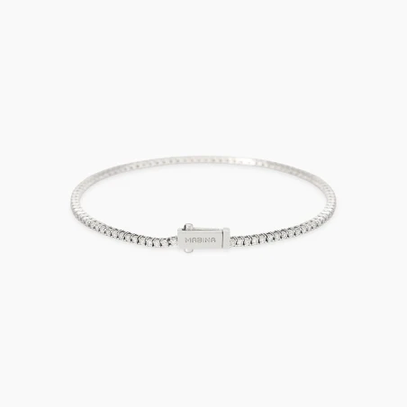 Pulsera Tenis Mabina Plata Baño Rodio y Diamantes Creados en Laboratorio 534123