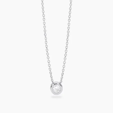 Gargantilla Mabina Plata Baño Rodio y Punto de Luz Diamante Creado en Laboratorio 553862