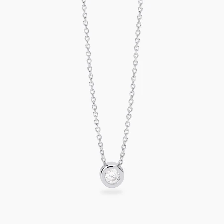 Gargantilla Mabina Plata Baño Rodio y Punto de Luz Diamante Creado en Laboratorio 553862