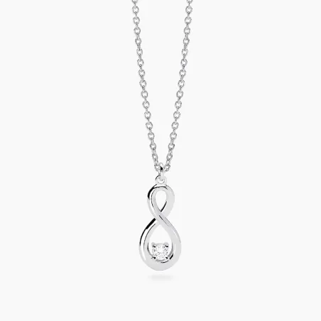 Gargantilla Mabina Infinito Plata Baño Rodio y Diamante Creado en Laboratorio 553919