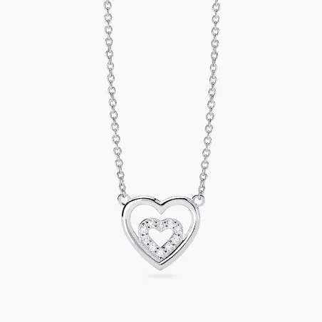 Gargantilla Mabina Corazón Plata Baño Rodio y Diamantes Creados en Laboratorio 553923
