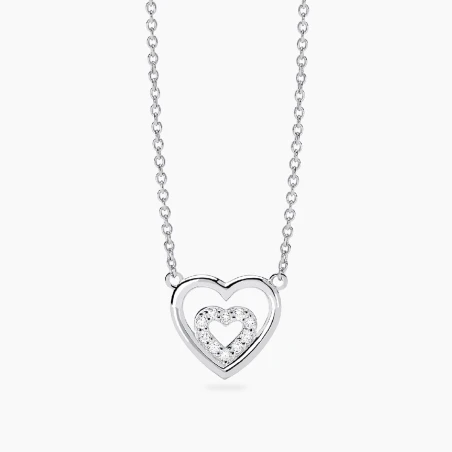 Gargantilla Mabina Corazón Plata Baño Rodio y Diamantes Creados en Laboratorio 553923