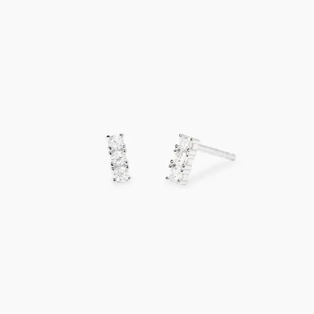 Pendientes Mabina Trilogy Plata Baño Rodio y Diamantes Creados en Laboratorio 563896