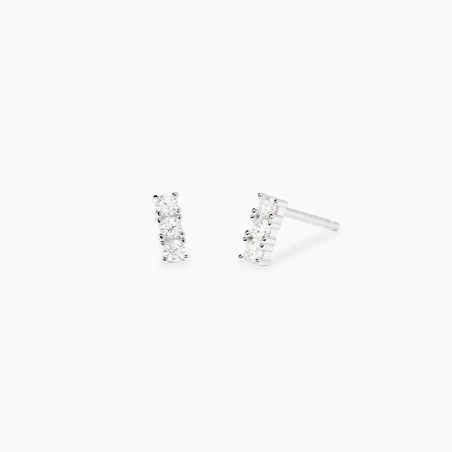 Pendientes Mabina Trilogy Plata Baño Rodio y Diamantes Creados en Laboratorio 563896