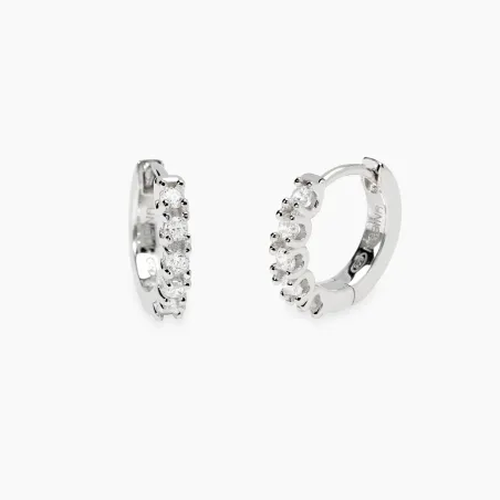 Pendientes Criollas Mabina Plata Baño Rodio y Diamantes Creados en Laboratorio 563904
