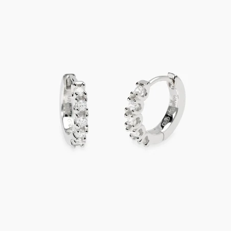 Pendientes Criollas Mabina Plata Baño Rodio y Diamantes Creados en Laboratorio 563904