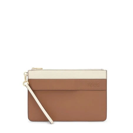 Clutch TOUS Audree Saffiano Moca y Beige 2002360944